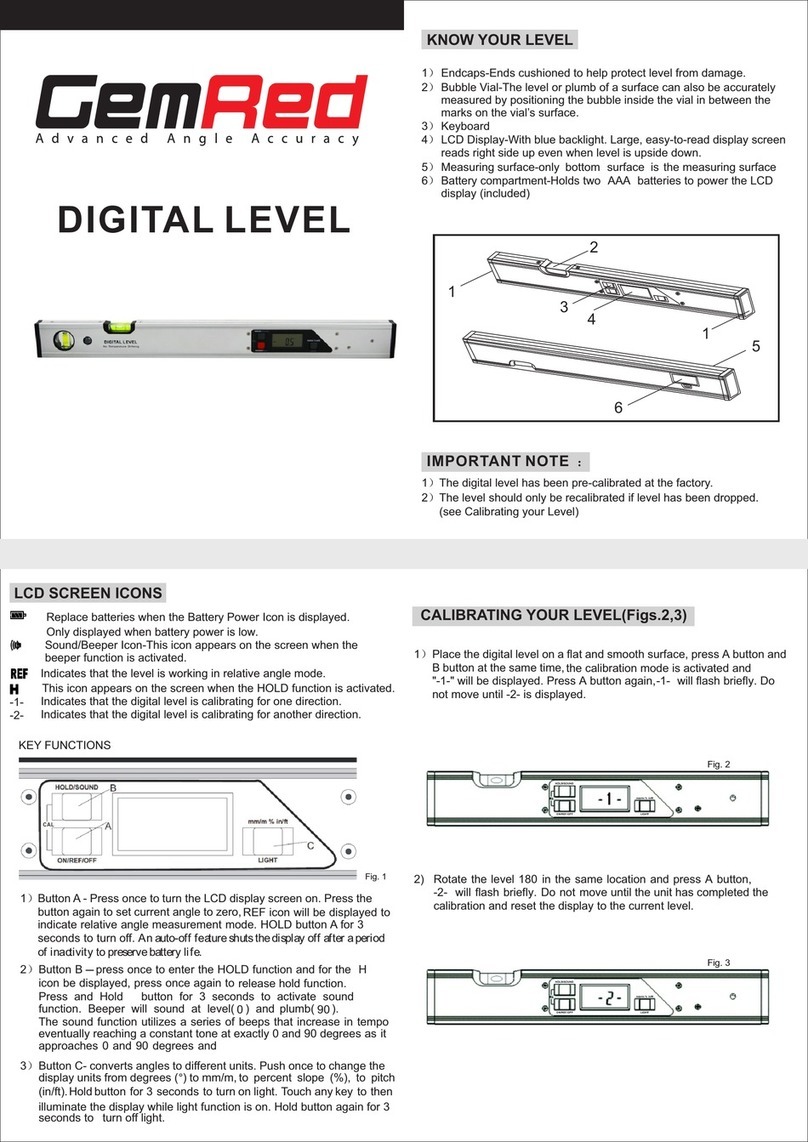 GemRed DIGITAL LEVEL manual