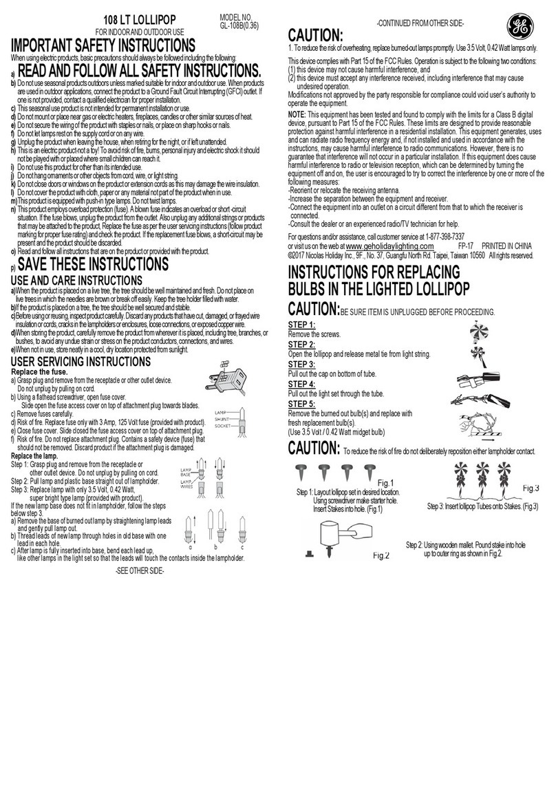 GE Holiday Classics GL-108B User manual