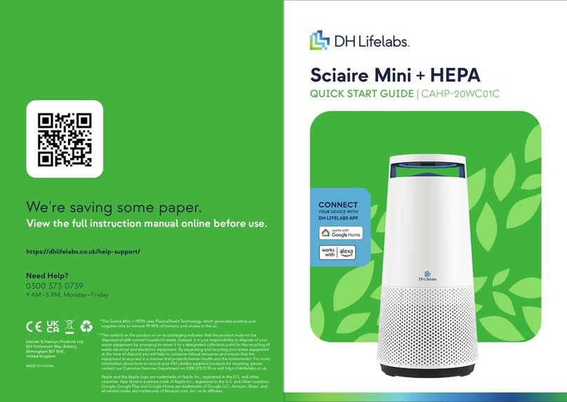 DH Lifelabs Sciaire Mini CAHP-20WC01C quick start guide