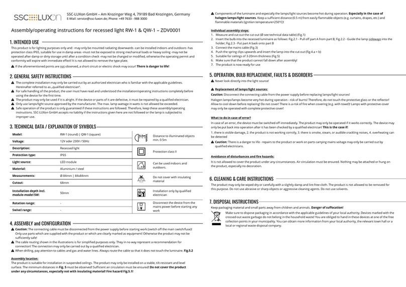 SSC-LUXon RW-1 Assembly & operating instructions