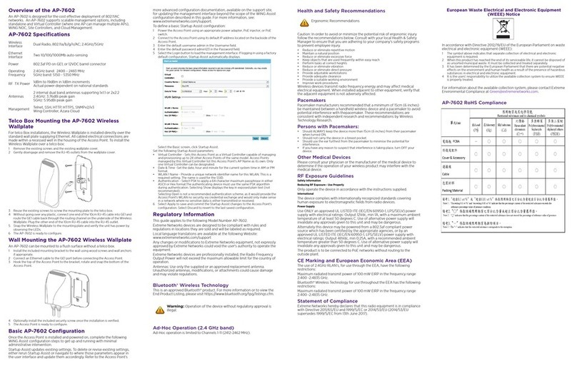 Extreme Networks WiNG AP-7602 quick reference