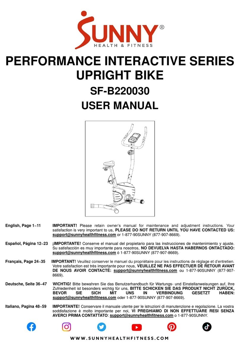 Sunny Health & Fitness PERFORMANCE INTERACTIVE Series user manual