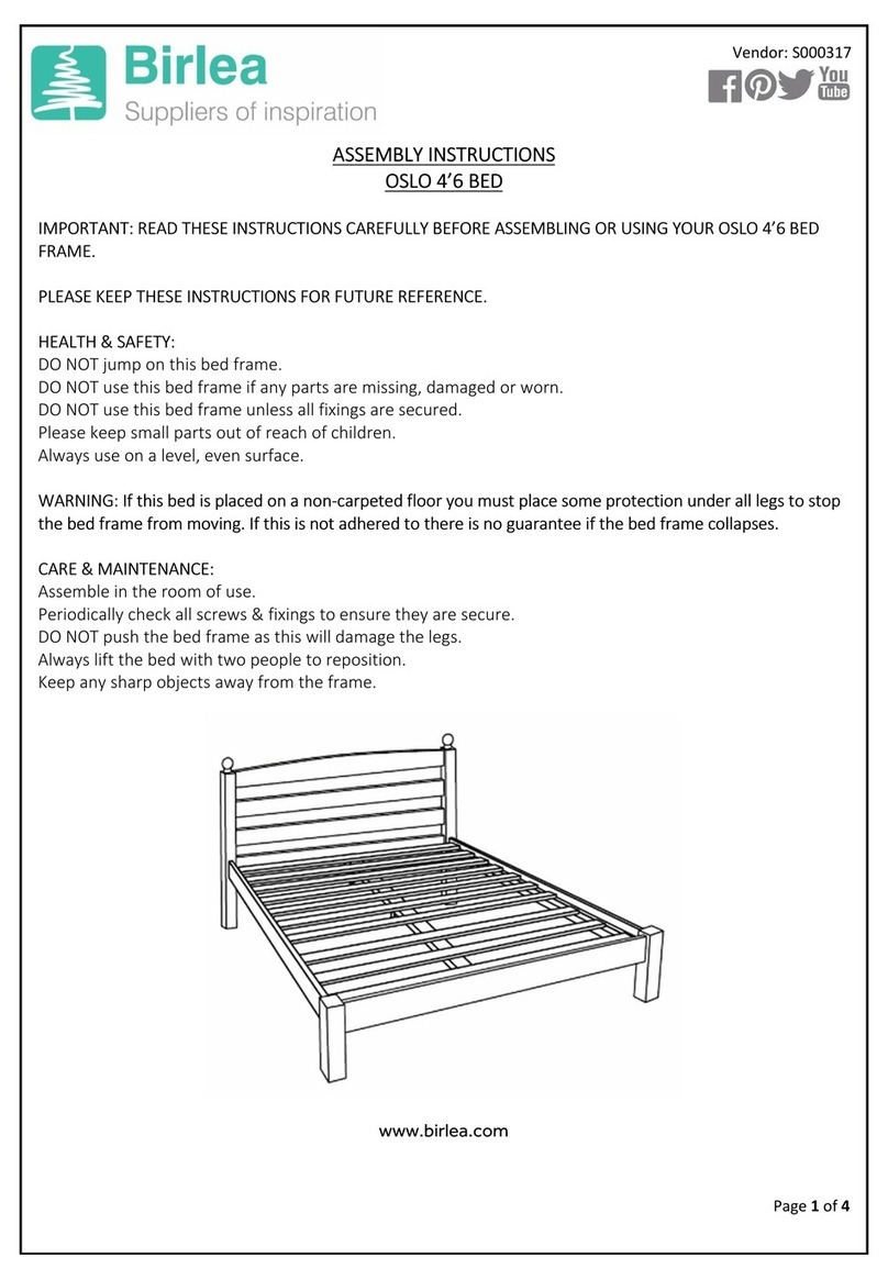 Birlea OSLO 4'6 BED User manual Birlea OSLO 4'6 BED User manual