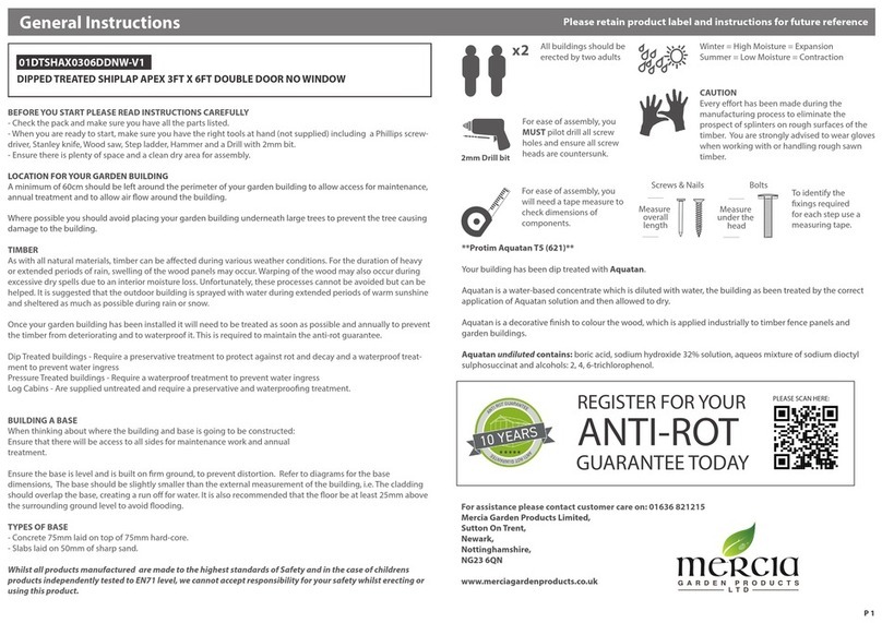 Mercia Garden Products 01DTSHAX0306DDNW-V1 General instructions