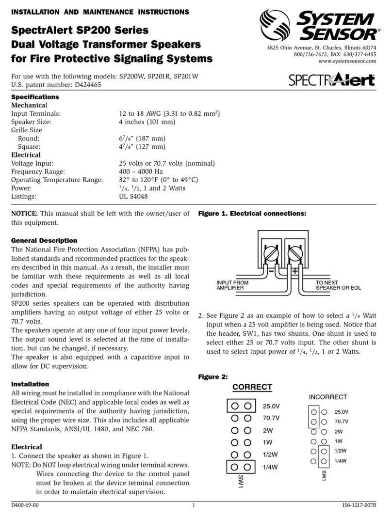 System Sensor SpectrAlert SP200 Series User manual