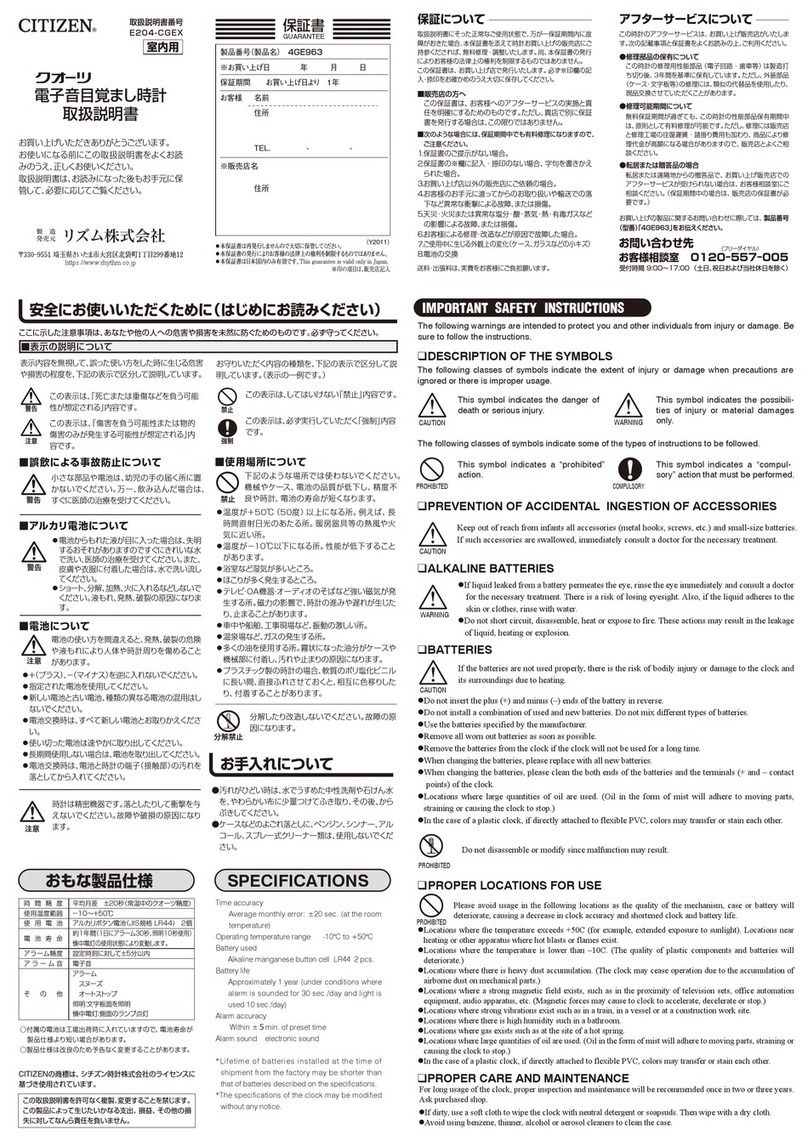 Citizen 4GE963 User manual
