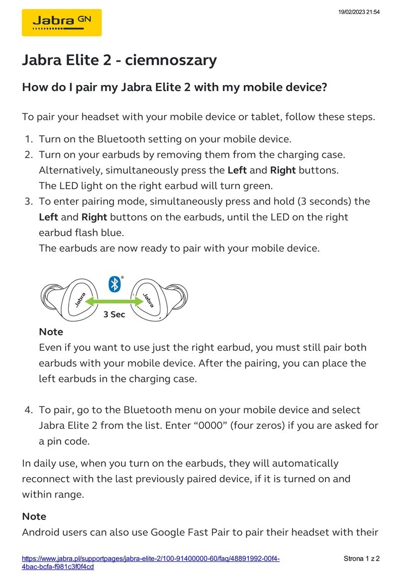 Jabra Elite 2 quick start guide