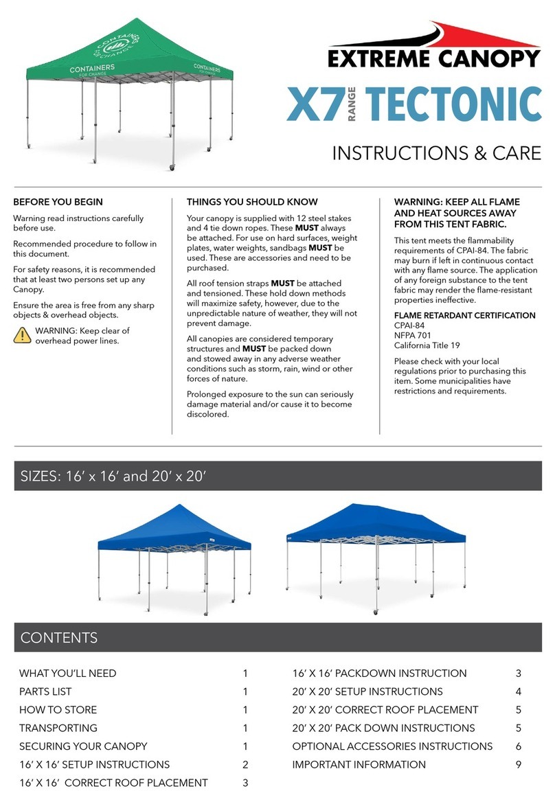 Extreme Canopy X7 RANGE TECTONIC Instructions & Care