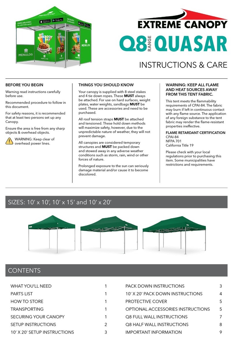 Extreme Canopy QUASAR Q8 Series User manual