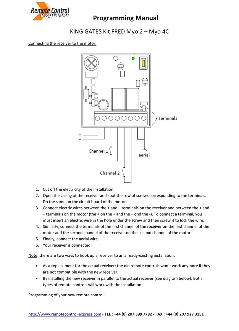 Remote Control KING GATES Kit FRED Myo 2 Programming manual Remote Control KING GATES Kit FRED Myo 2 Programming manual