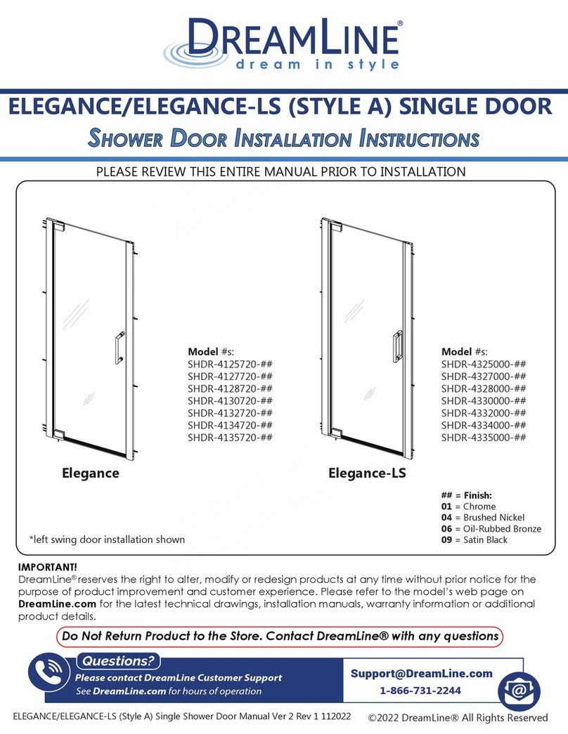 Dreamline SHDR-4125720 Series installation instructions