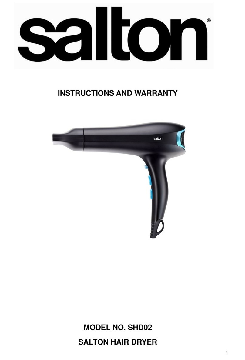 Salton SHD02 Instructions and warranty