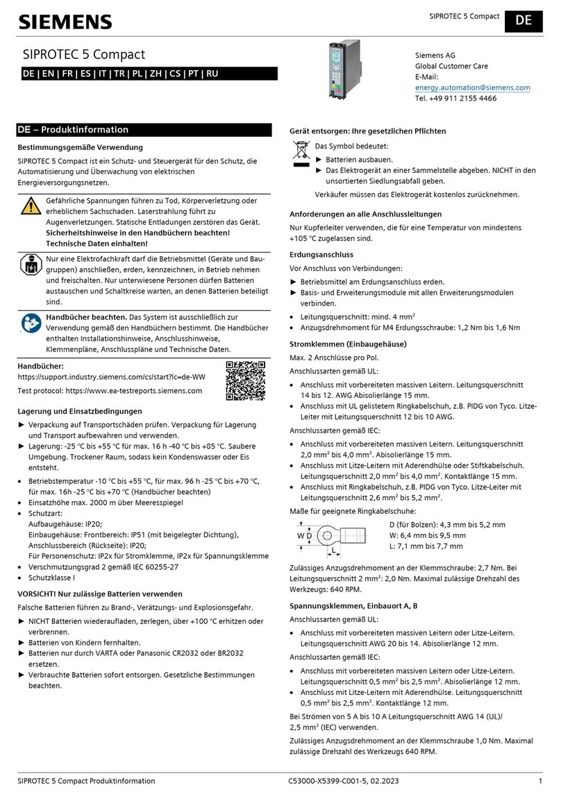 Siemens SIPROTEC 5 Compact User manual