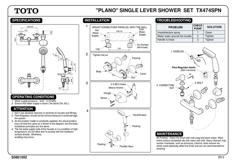 Toto PLANO TX474SPN quick start guide