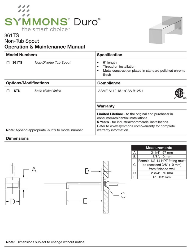 Symmons Duro 361TS Operation & maintenance manual