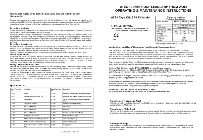 Atex KHLE 70 Installation and operation manual