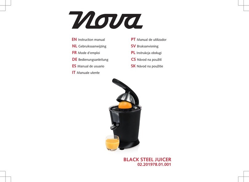 Princess Nova BLACK STEEL JUICER instruction manual
