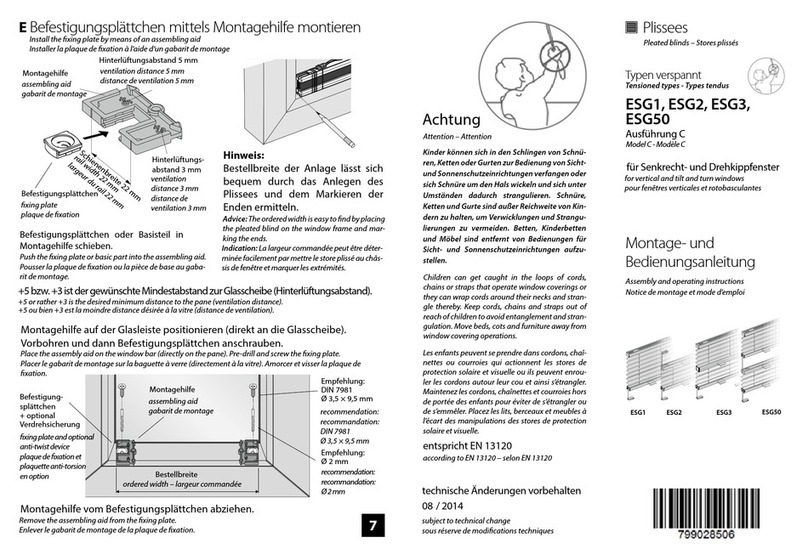 Plissees ESG1 Assembly and operating instructions