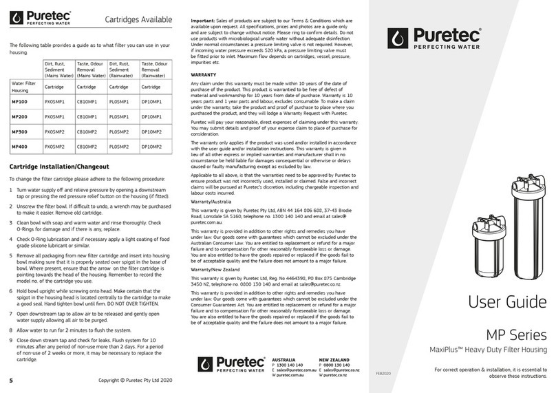 Puretec MaxiPlus MP Series User manual