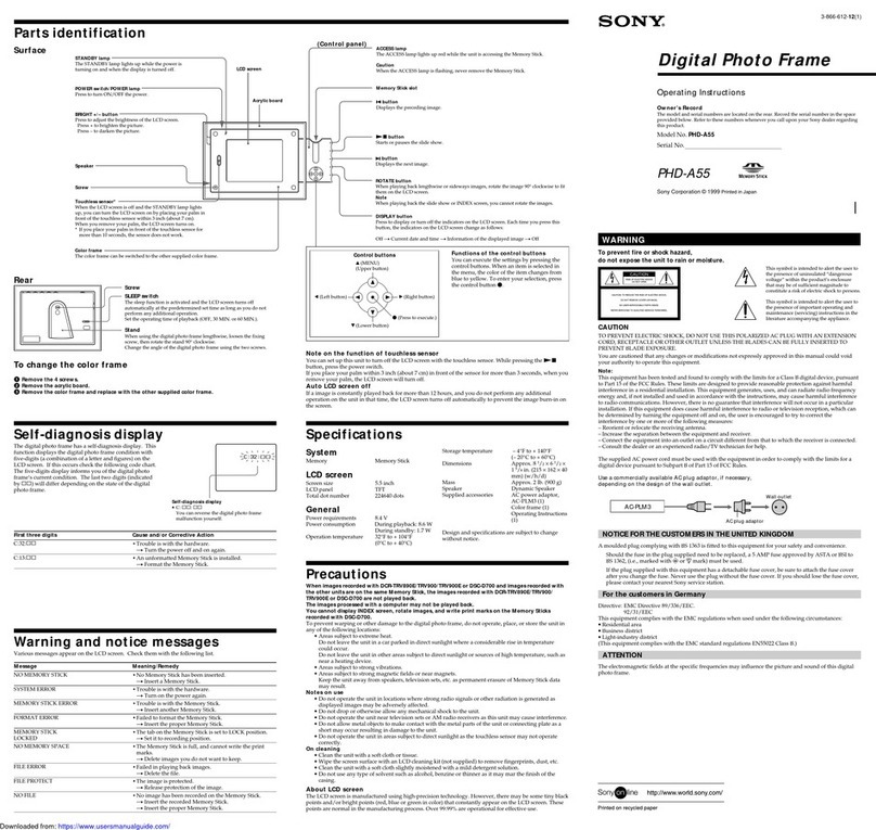 Sony PHD-A55 User manual