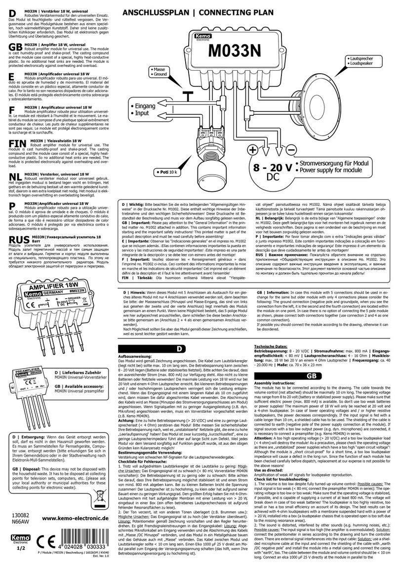 Kemo Electronic M033N manual