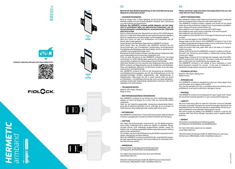 Fidlock HERMETIC armband quick start guide