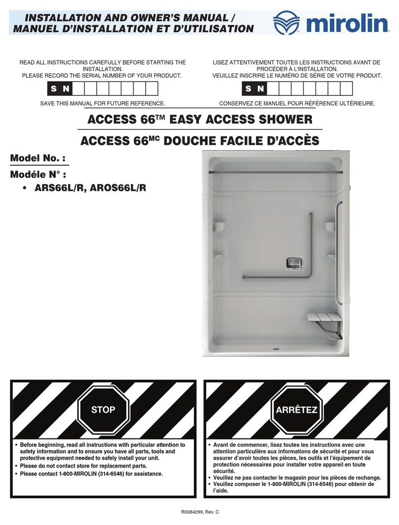 Mirolin ACCESS 66 ARS66L/R Installation and owner's manual