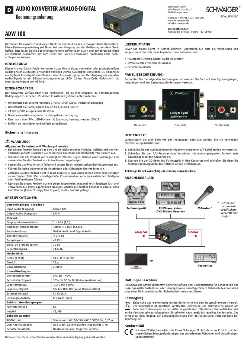 Schwaiger ADW 100 user guide