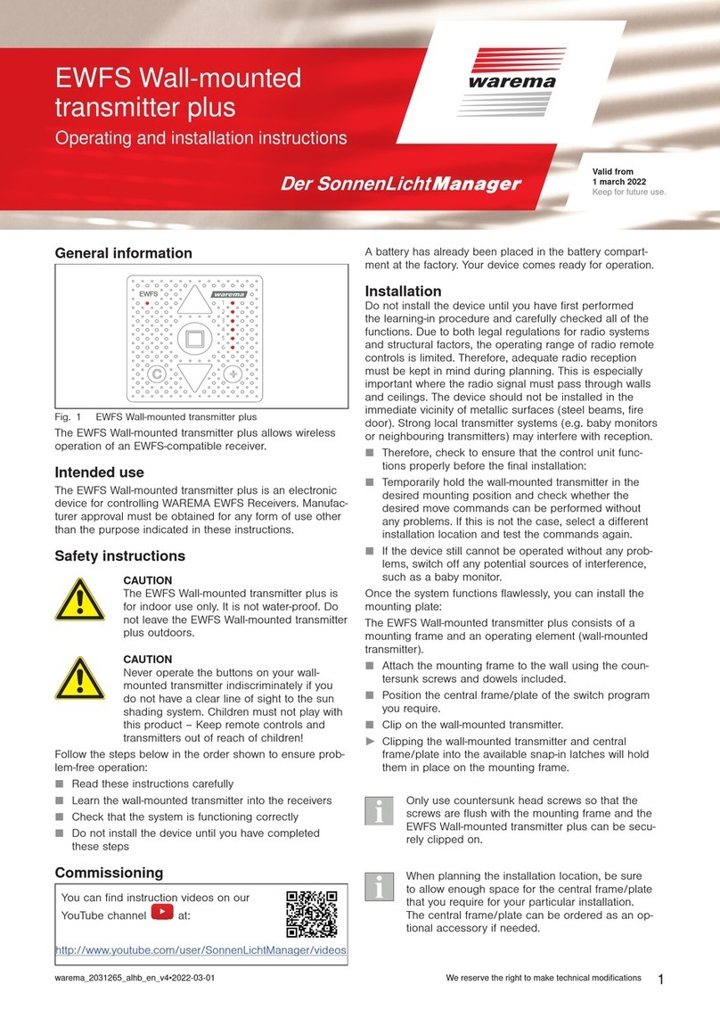 WAREMA EWFS Wall-mounted transmitter plus Operating and installation instructions WAREMA EWFS Wall-mounted transmitter plus Operating and installation instructions