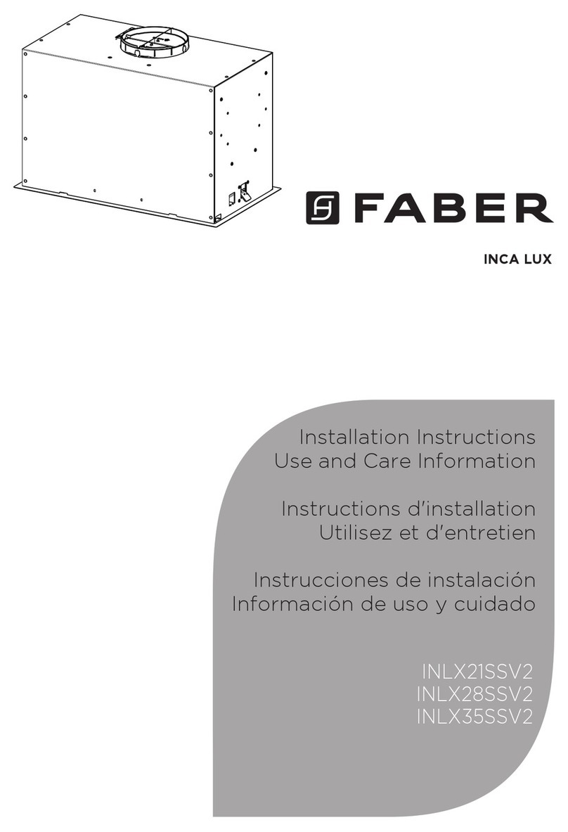 Faber INCA LUX INLX21SSV2 Installation instructions; use and care information