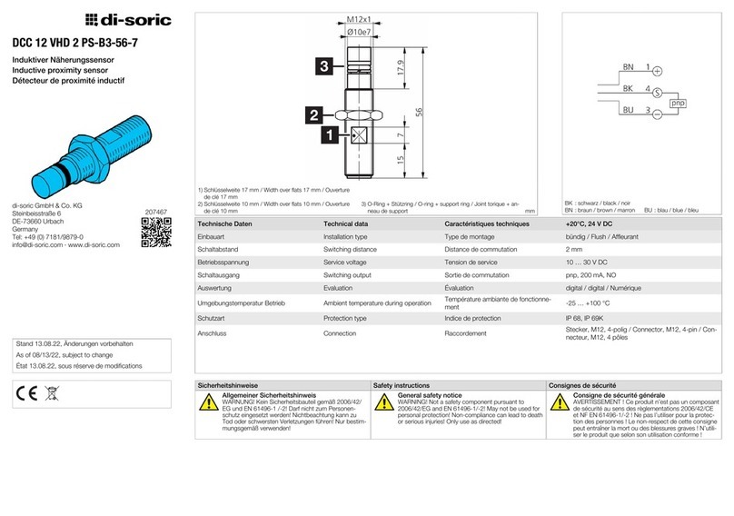 Di-soric DCC 12 VHD 2 PS-B3-56-7 quick start guide