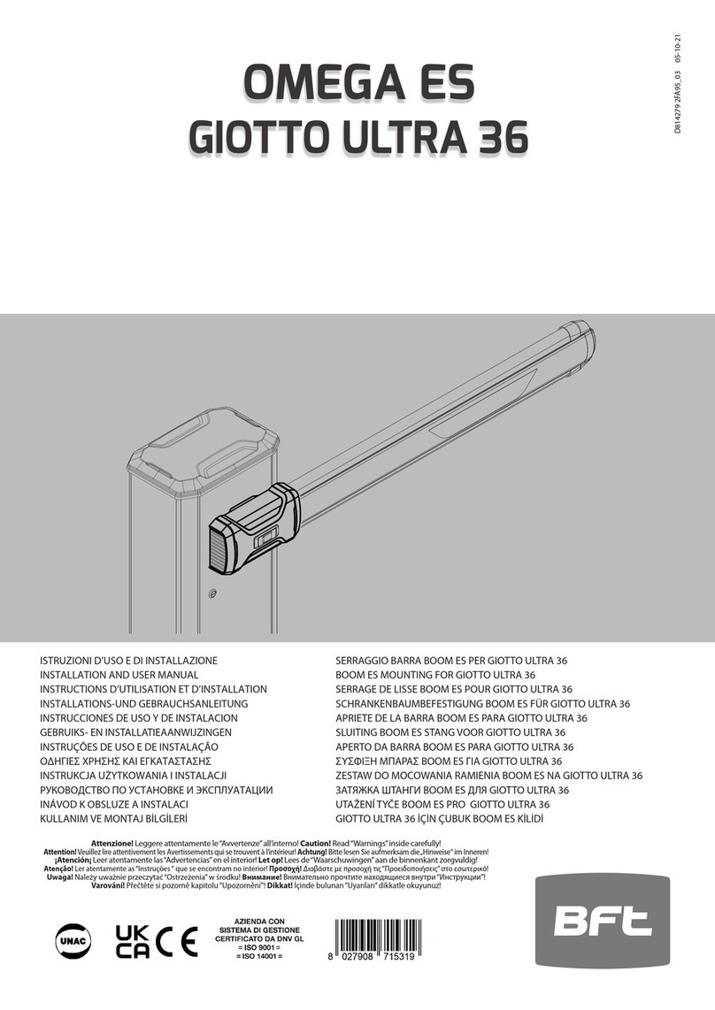 BFT OMEGA ES GIOTTO ULTRA 36 Installation and user manual BFT OMEGA ES GIOTTO ULTRA 36 Installation and user manual