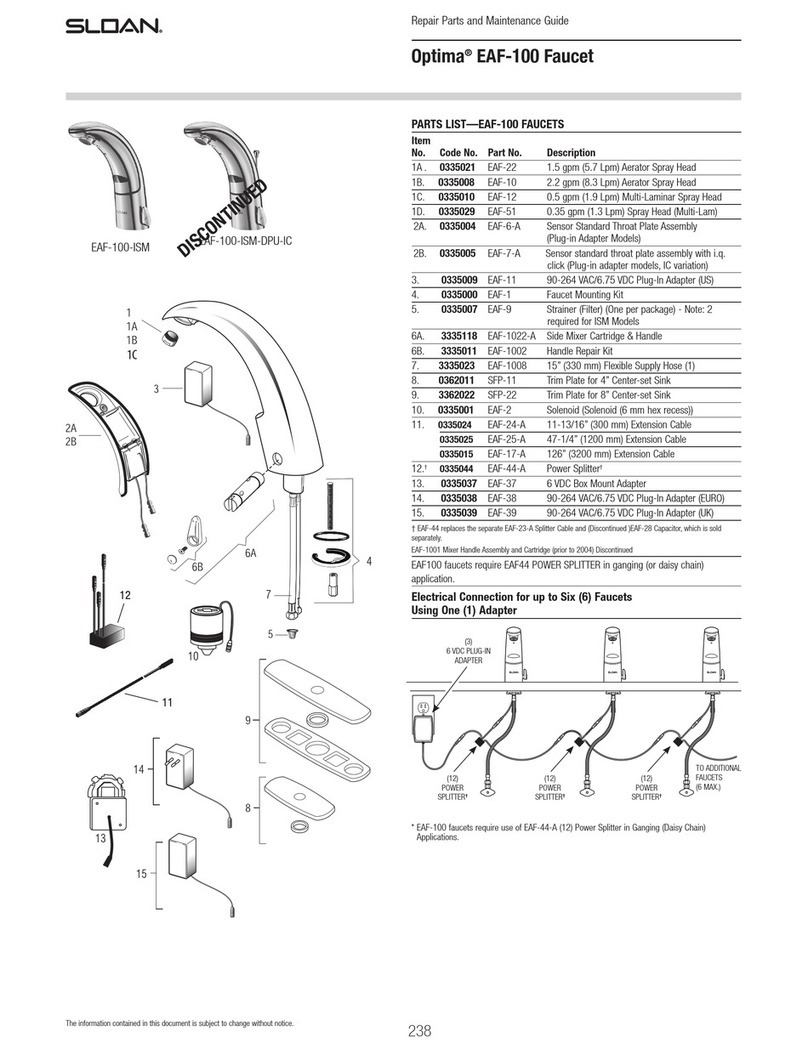 Sloan OPTIMA I.Q. EAF-100 Series Use and care manual