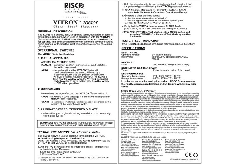 Risco VITRON RG-65 manual