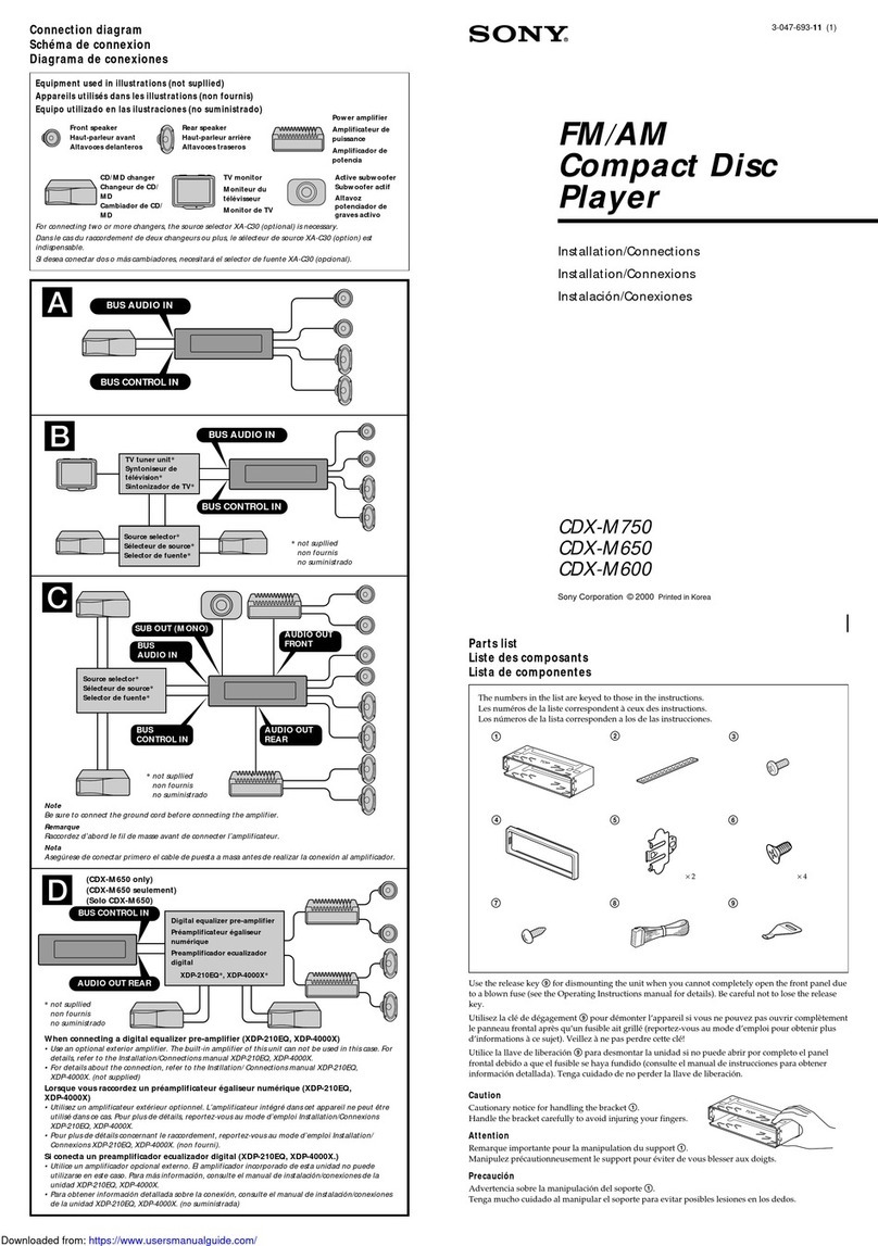 Sony CDX-M750 - Fm/am Compact Disc Player Product guide