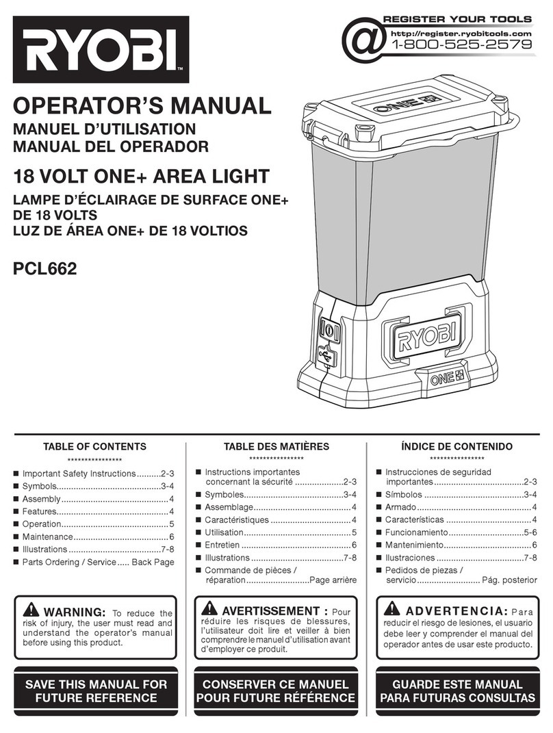 Ryobi ONE+ PCL662 User manual