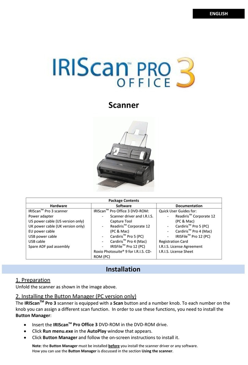 IRIScan Pro Office 3 Installation and instructions for use