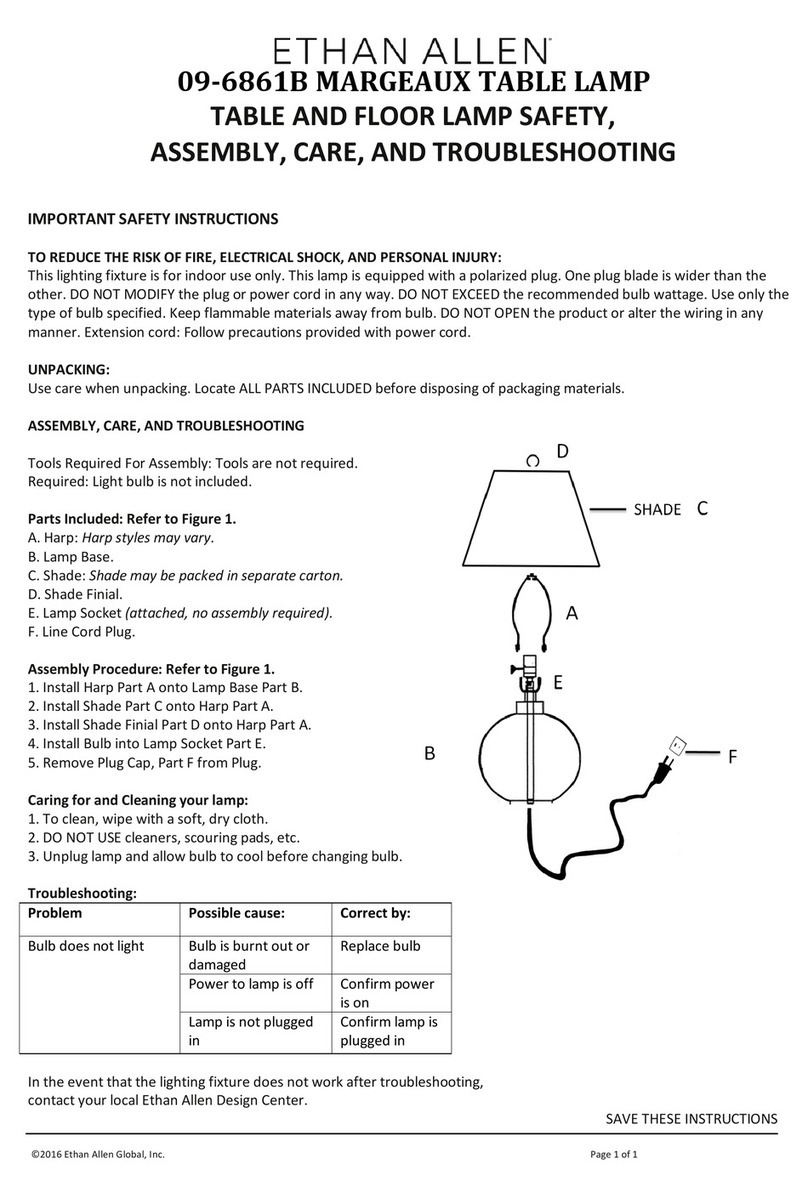Ethan Allen MARGEAUX 09-6861B quick start guide