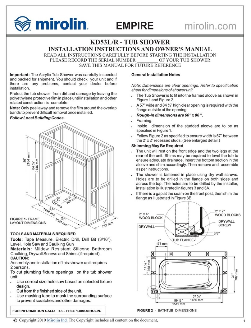 Mirolin EMPIRE KD53L Installation instructions and owner's manual