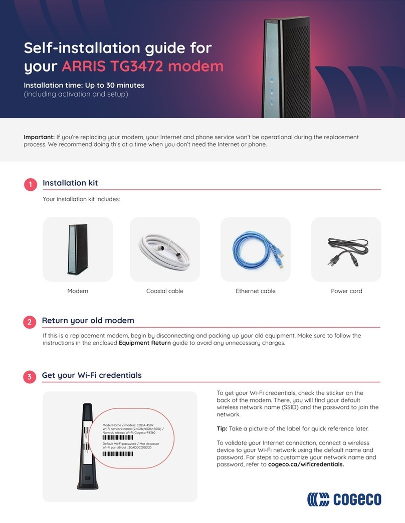 cogeco ARRIS TG3472 Self-installation guide