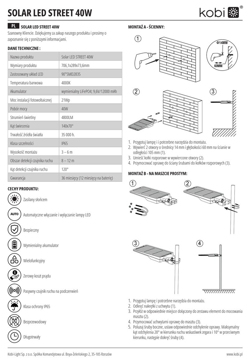 kobi SOLAR LED STREET 40W manual