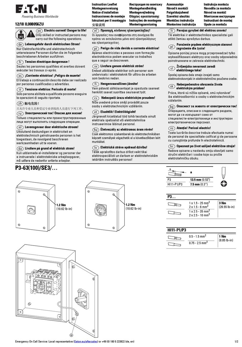 Eaton P3-63/SE3 Series Instruction leaflet
