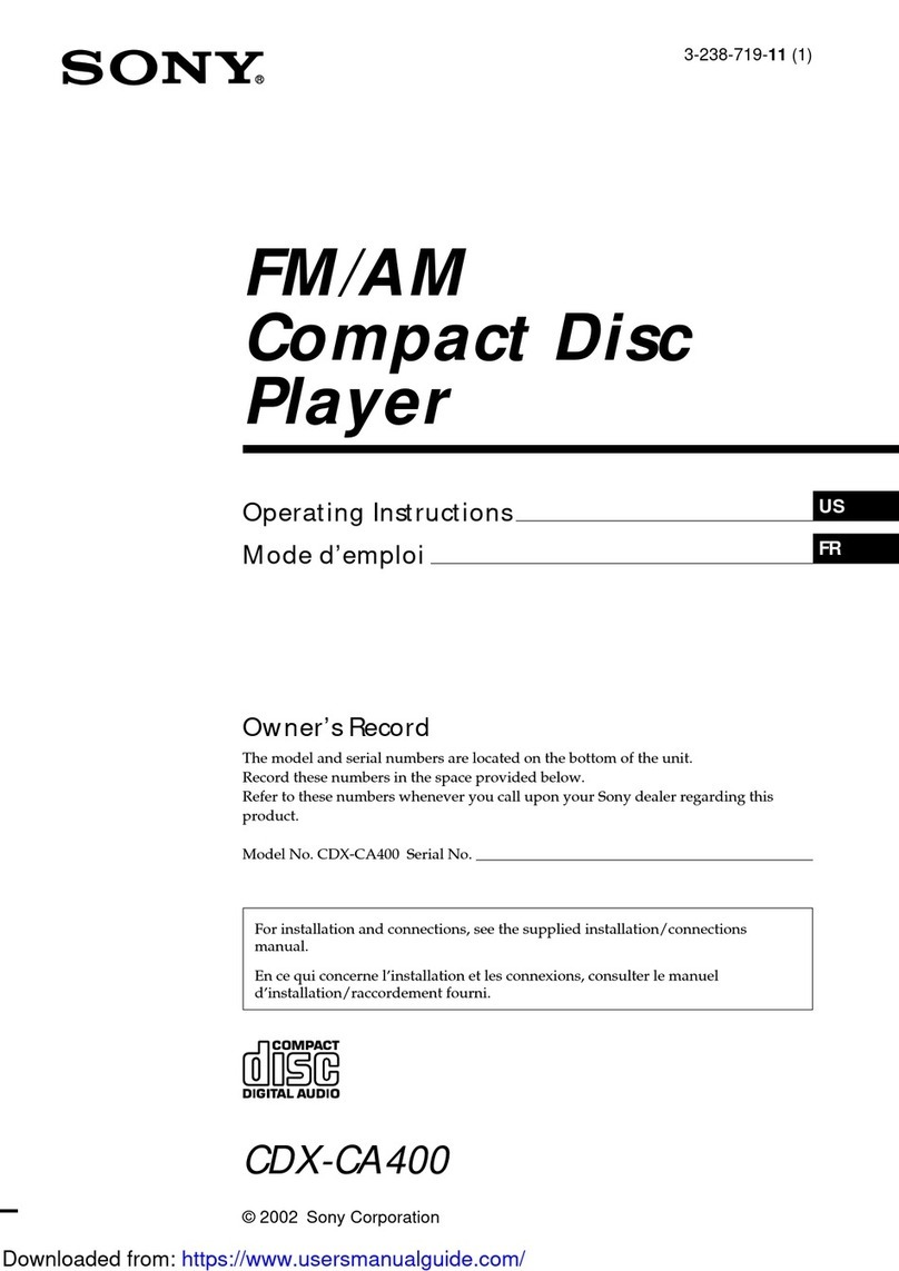 Sony CDX-CA400 - Compact Disc Changer System operating instructions