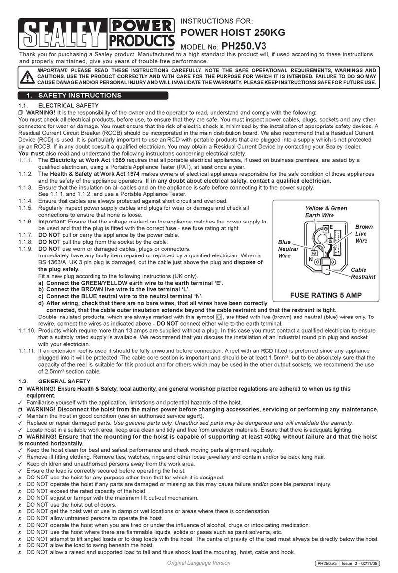 Sealey PH250.V3 User manual