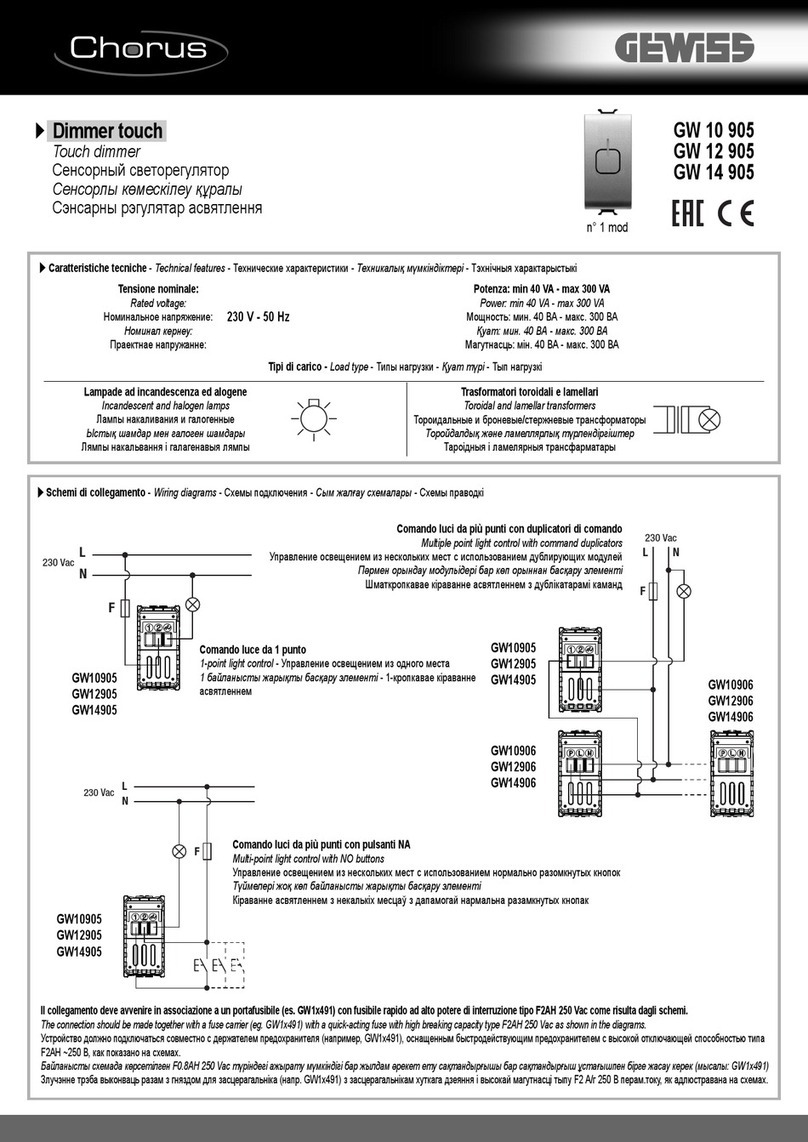 Gewiss Chorus GW 10 905 quick start guide