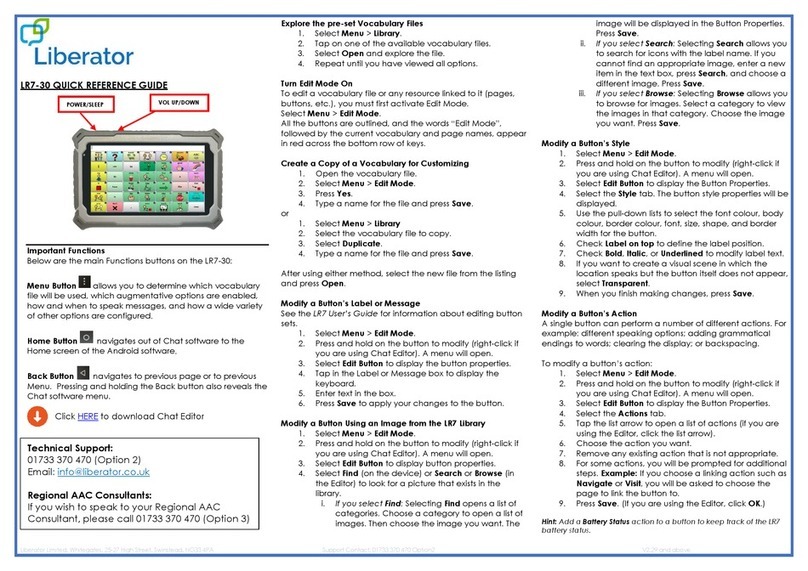 Liberator LR7-30 Quick reference guide