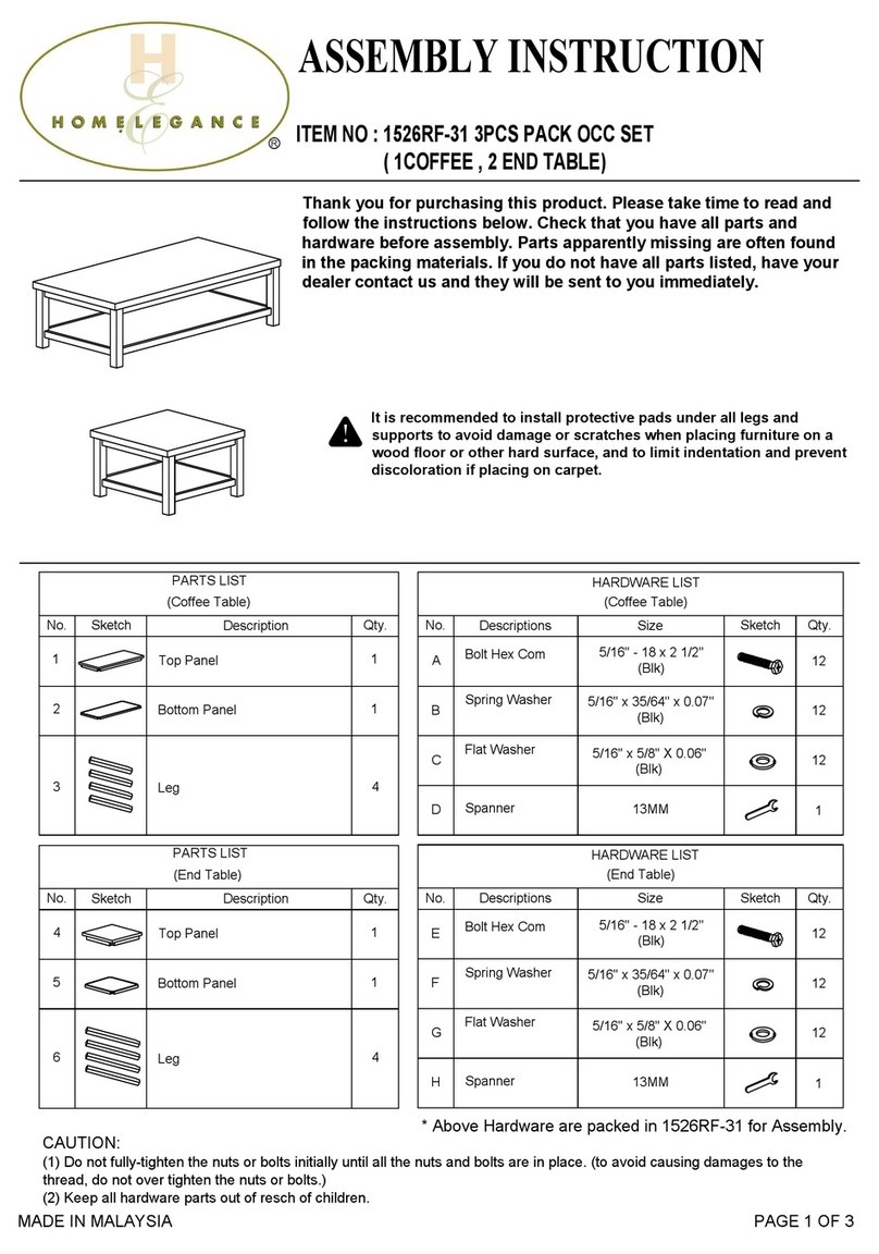Homelegance 1526RF-31 Assembly instruction Homelegance 1526RF-31 Assembly instruction