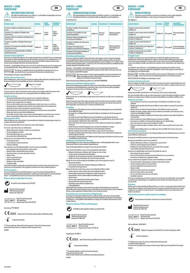 Bausch & Lomb PUREVISION Instructions for use