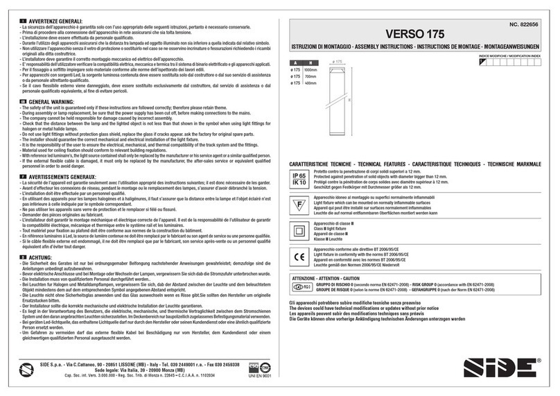 Side VERSO 175 Assembly instructions