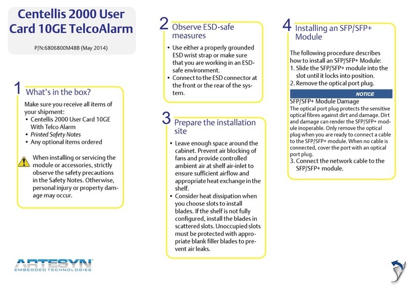 ARTESYN EMBEDDED TECHNOLOGIES Centellis 2000 quick start guide ARTESYN EMBEDDED TECHNOLOGIES Centellis 2000 quick start guide